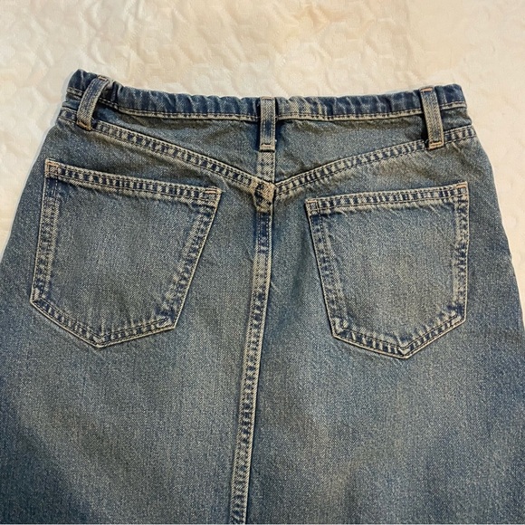 Cotton:On Denim Maxi Shirt Low Waisted Raw Hem Size 2 Boho Cowgirl Blue Jean - Picture 12 of 12